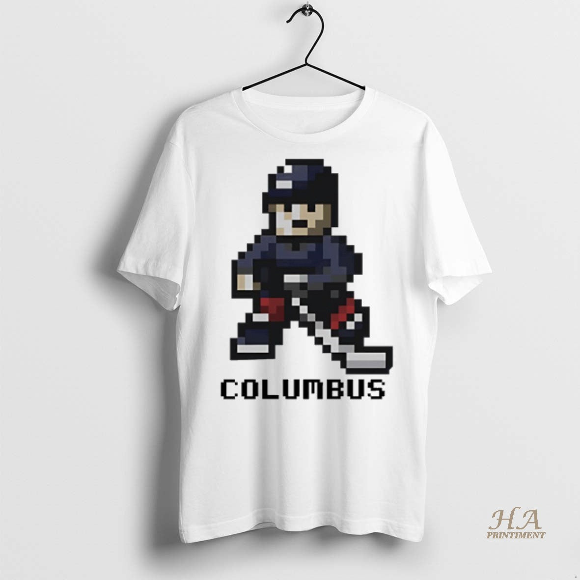 Official Columbus Blue Jackets Hockey 8 Bit Retro Baller Shirt