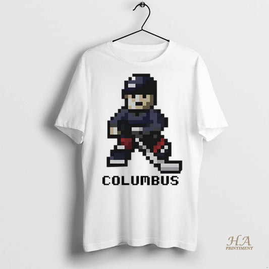 Official Columbus Blue Jackets Hockey 8 Bit Retro Baller Shirt