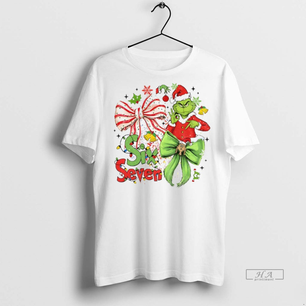 Official Coquette Bow Six Seven Meme Christmas Grinch 6 7 Shirt