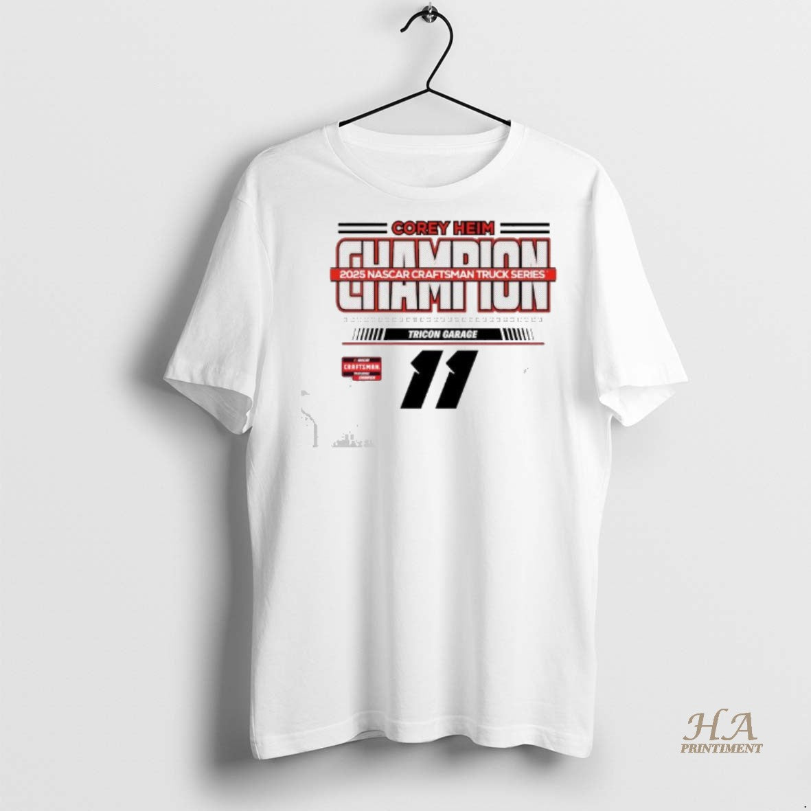 Official Corey Heim Checkered Flag Sports Black 2025 Nascar Craftsman Truck Series Champion Shirt