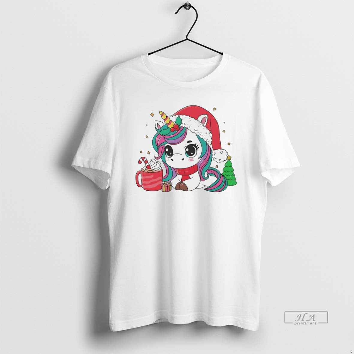 Official Cute Santa Unicorn Cocoa Christmas White
