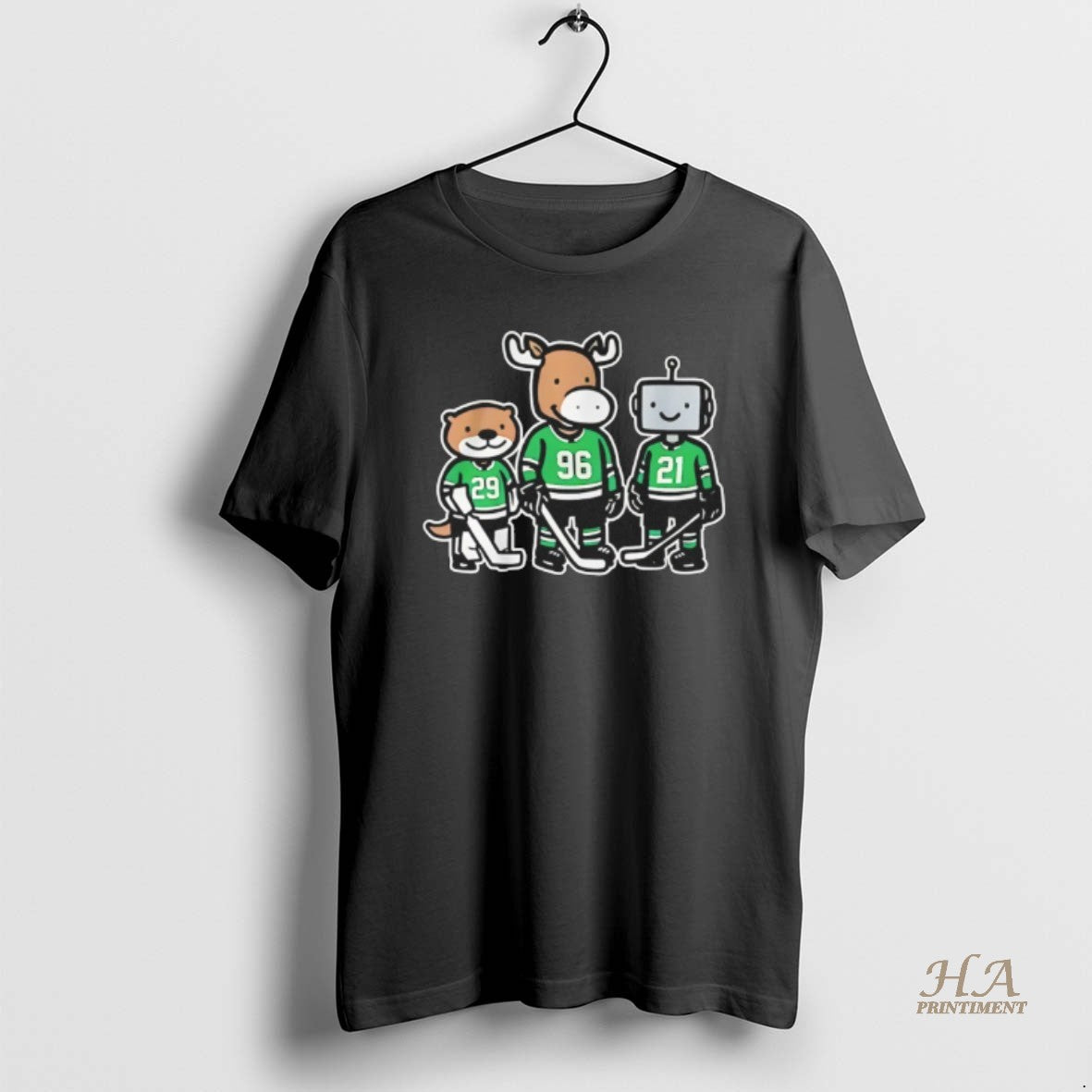 Official Dallas Hockey Jake Oettinger Mikko Rantanen And Jason Robertson Otter Moose And Robo Guys