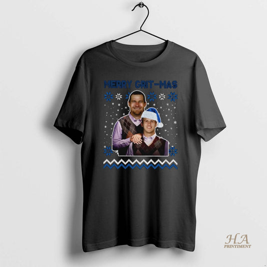 Official Dan Campbell And Jared Goff Detroit Lions Football Merry Grit Mas Merry Christmas