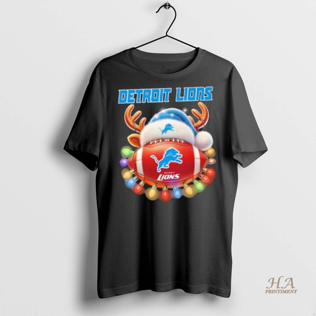 Official Detroit Lions Football Santa Hat Christmas Shirt