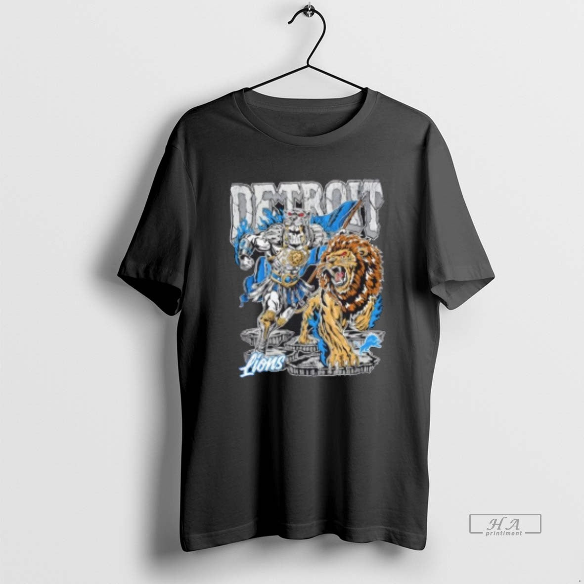 Official Detroit Lions Gladiator Football Fire Graphic