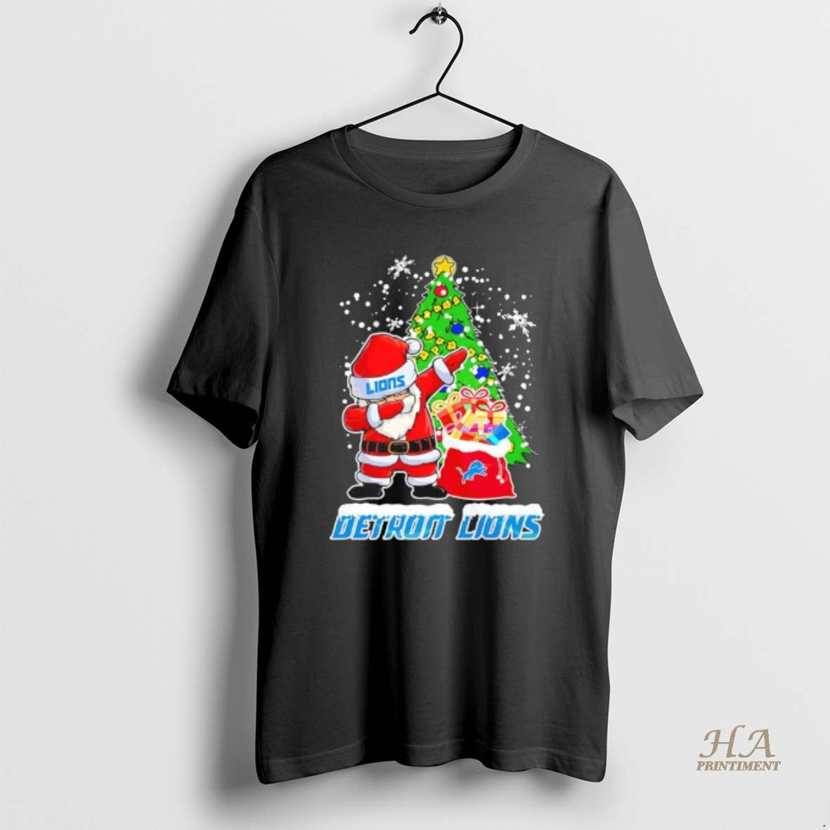Official Detroit Lions Happy Holiday Christmas Black