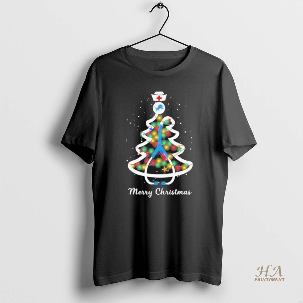 Official Detroit Lions Nurse Tree Merry Christmas