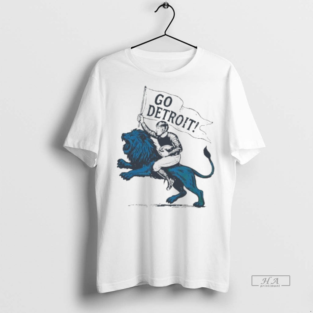 Official Detroit Lions Player Riding Lion Go Detroit Graphic Shirt