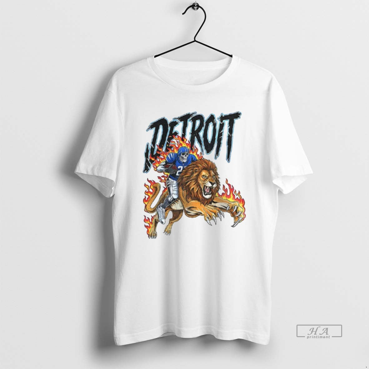Official Detroit Lions Vintage Sunday Game Day Skeleton Riding Lion