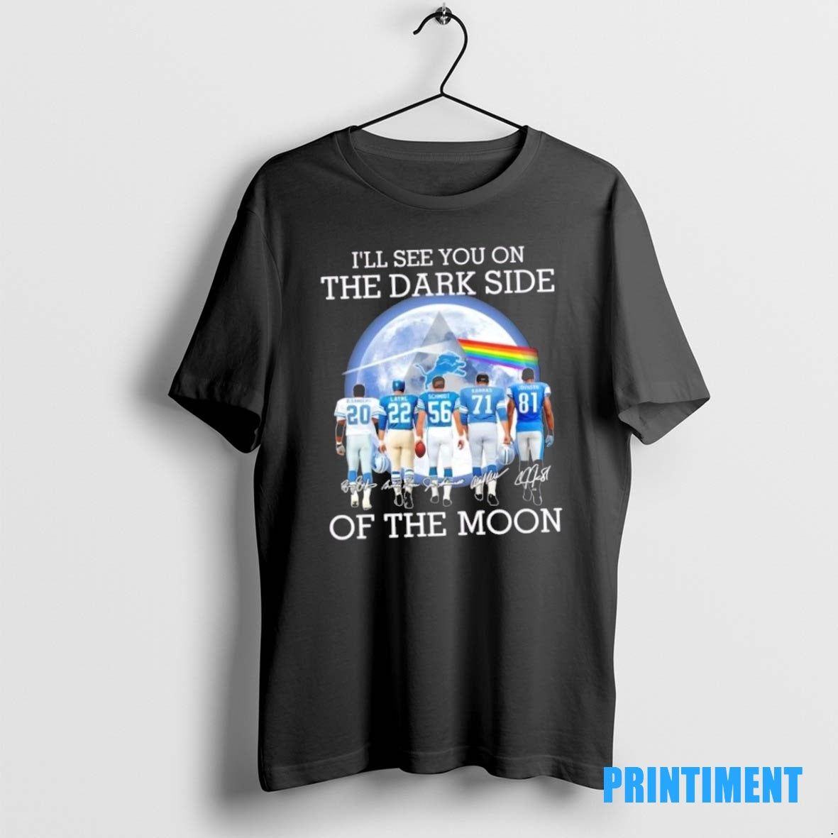 Official Detroit Lions Legends Ill See You On The Dark Side Of The Moon Tee
