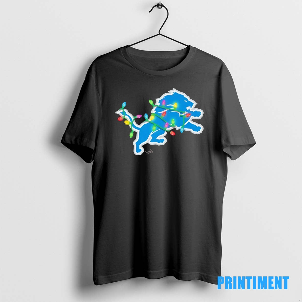 Official Detroit Lions Logo Christmas Light Tee Sweater