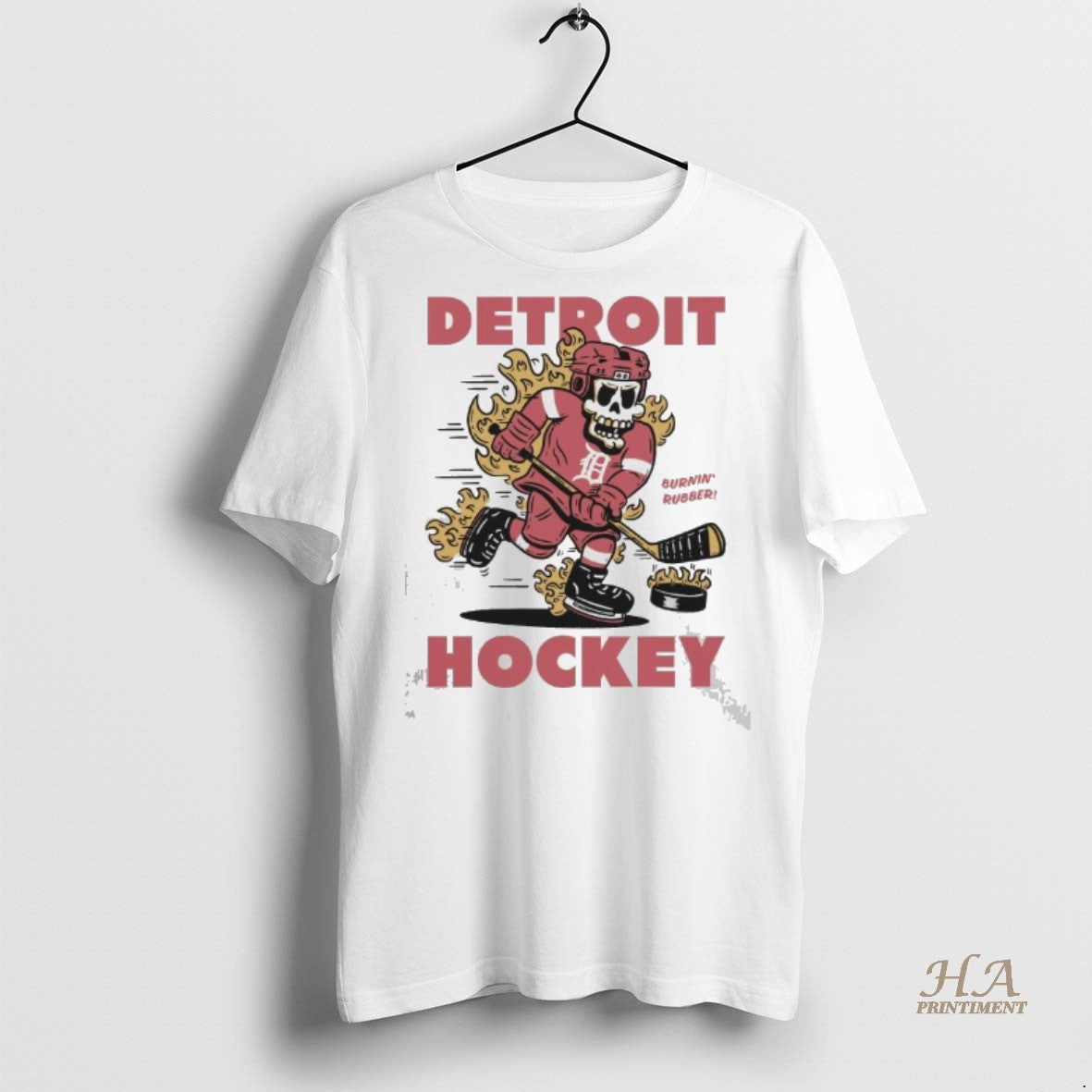 Official Detroit Red Wings Hockey Burnin Rubber Mascot 2025 Shirt