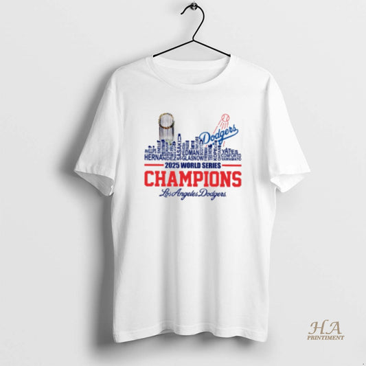 Official Dodgers 2025 World Series Champions Player Name City Skyline