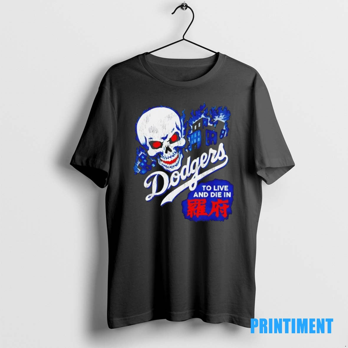 Official Dodgers Skull To Live And Die In Black Tee Sweater