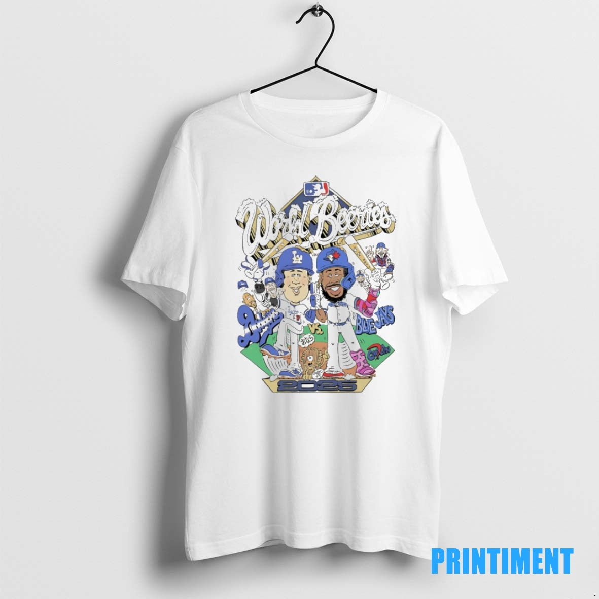 Official Dodgers Vs Blue Jays 2025 World Beeries Caricatures Tee Sweater