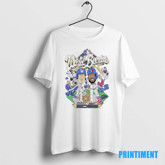 Official Dodgers Vs Blue Jays 2025 World Beeries Caricatures Tee Sweater