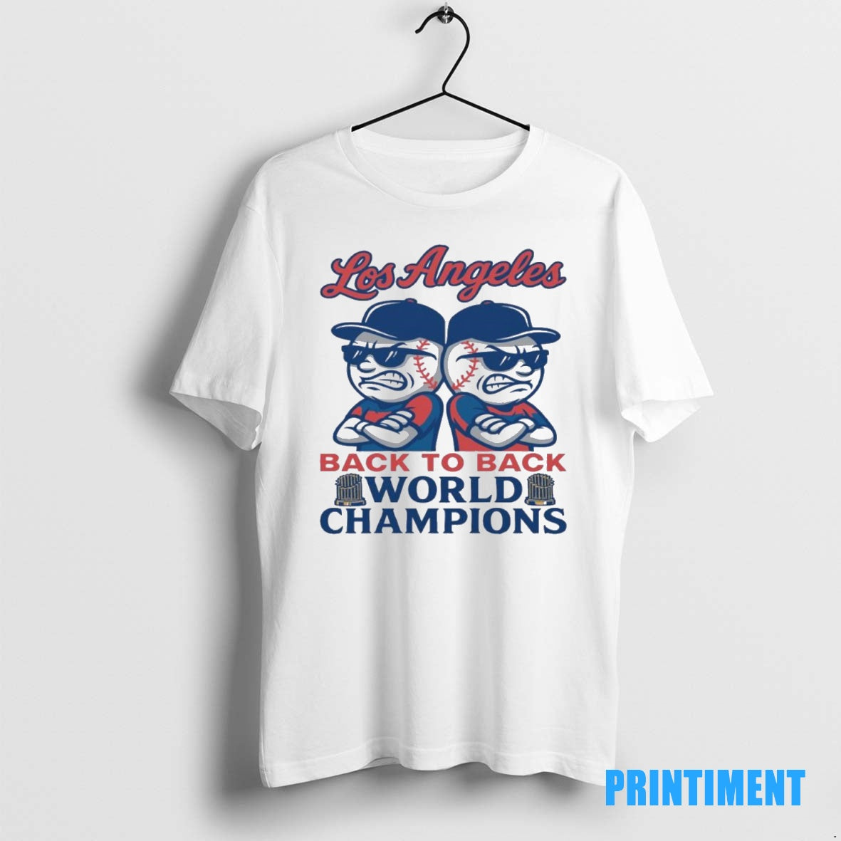 Official Emoji Los Angeles Dodgers Back To Back World Champions Tee Sweater