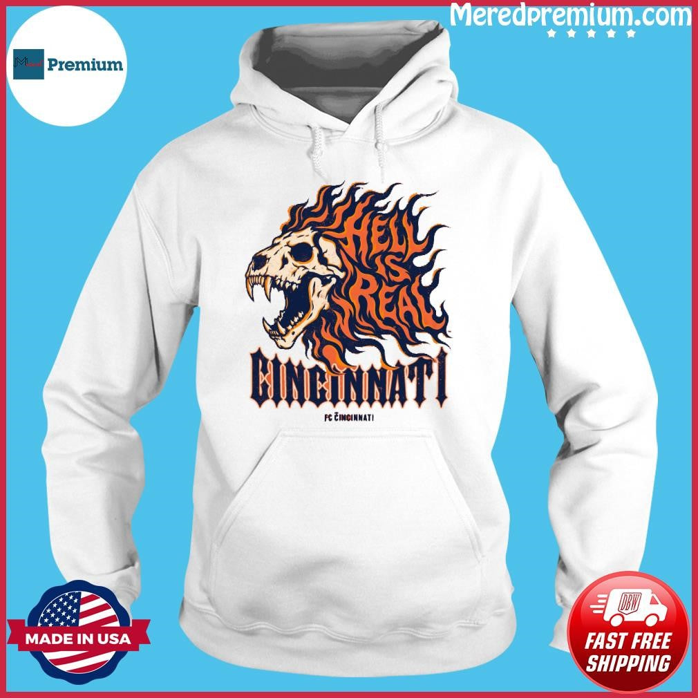 Fc Cincinnati Lion Skull Hell Is Real Flames T-Shirt