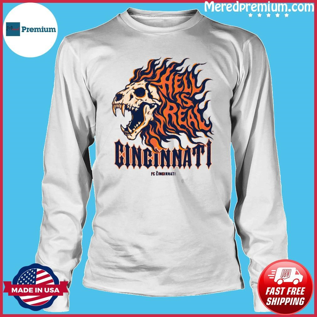 Fc Cincinnati Lion Skull Hell Is Real Flames T-Shirt