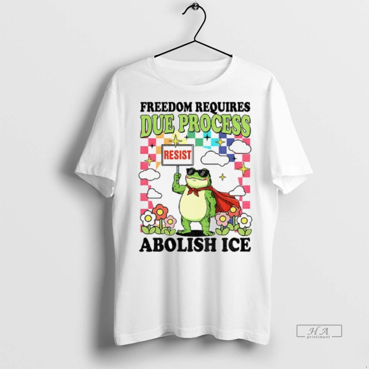 Official Freedom Requires Due Process Abolish Ice Porland Frog Shirt