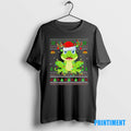Official Frog Hat Santa Ugly Christmas Black Tee Sweater