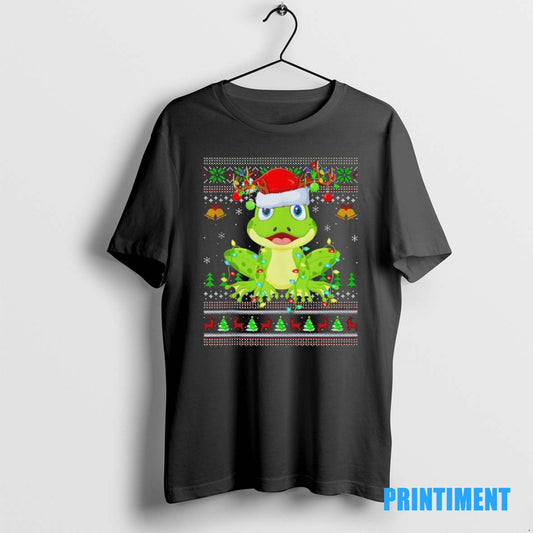 Official Frog Hat Santa Ugly Christmas Black Tee Sweater