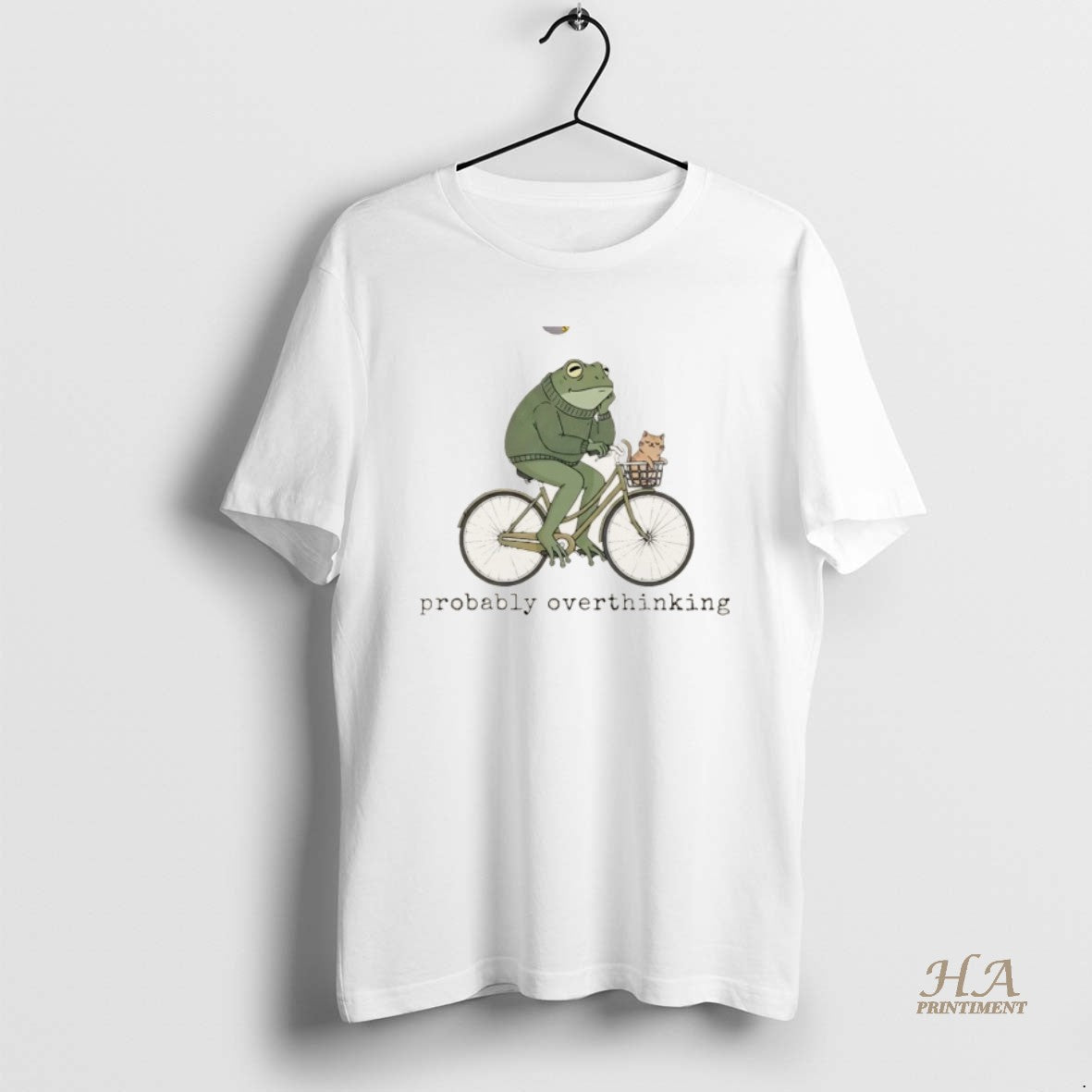 Official Frog Riding A Bike With Cat Probably Overthinking Funny Meme Christmas