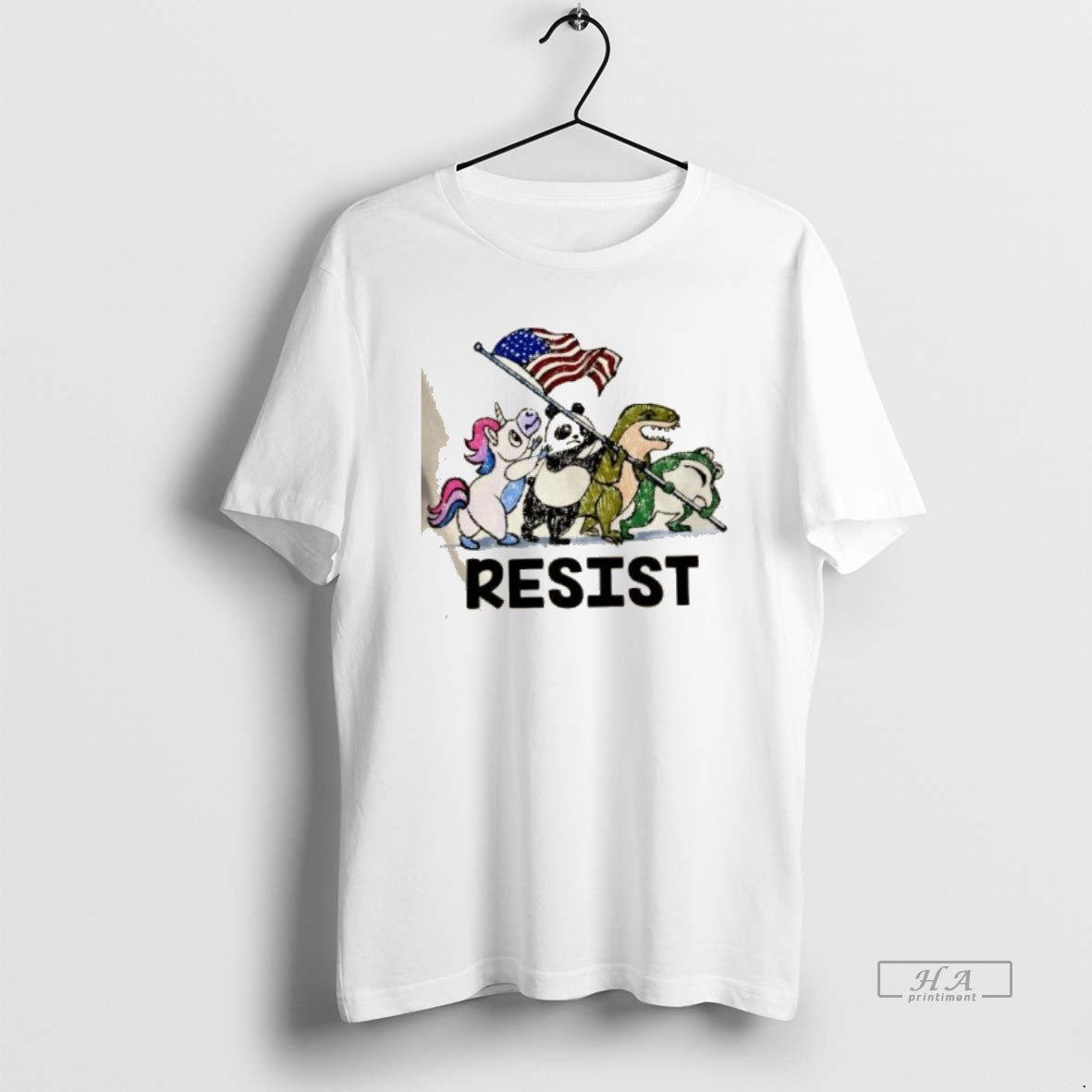 Official Frog T Rex Panda Unicorn Animals Resist Us Flag