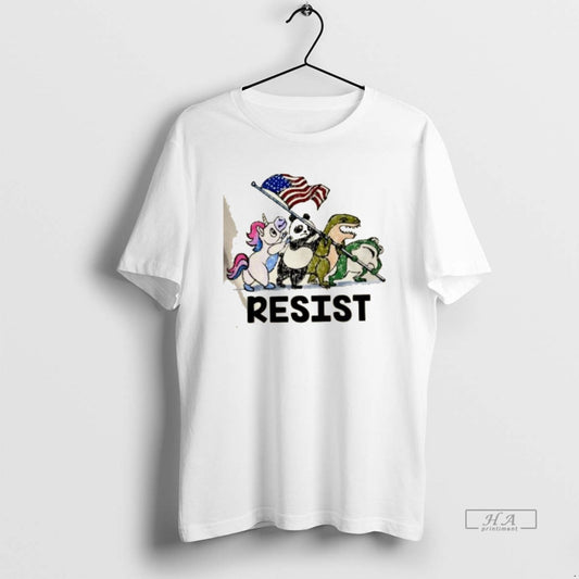 Official Frog T Rex Panda Unicorn Animals Resist Us Flag
