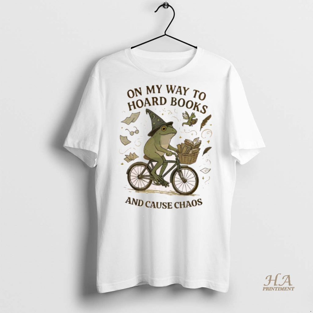 Official Frog On My Way To Hoard Books And Cause Chaos Shirt