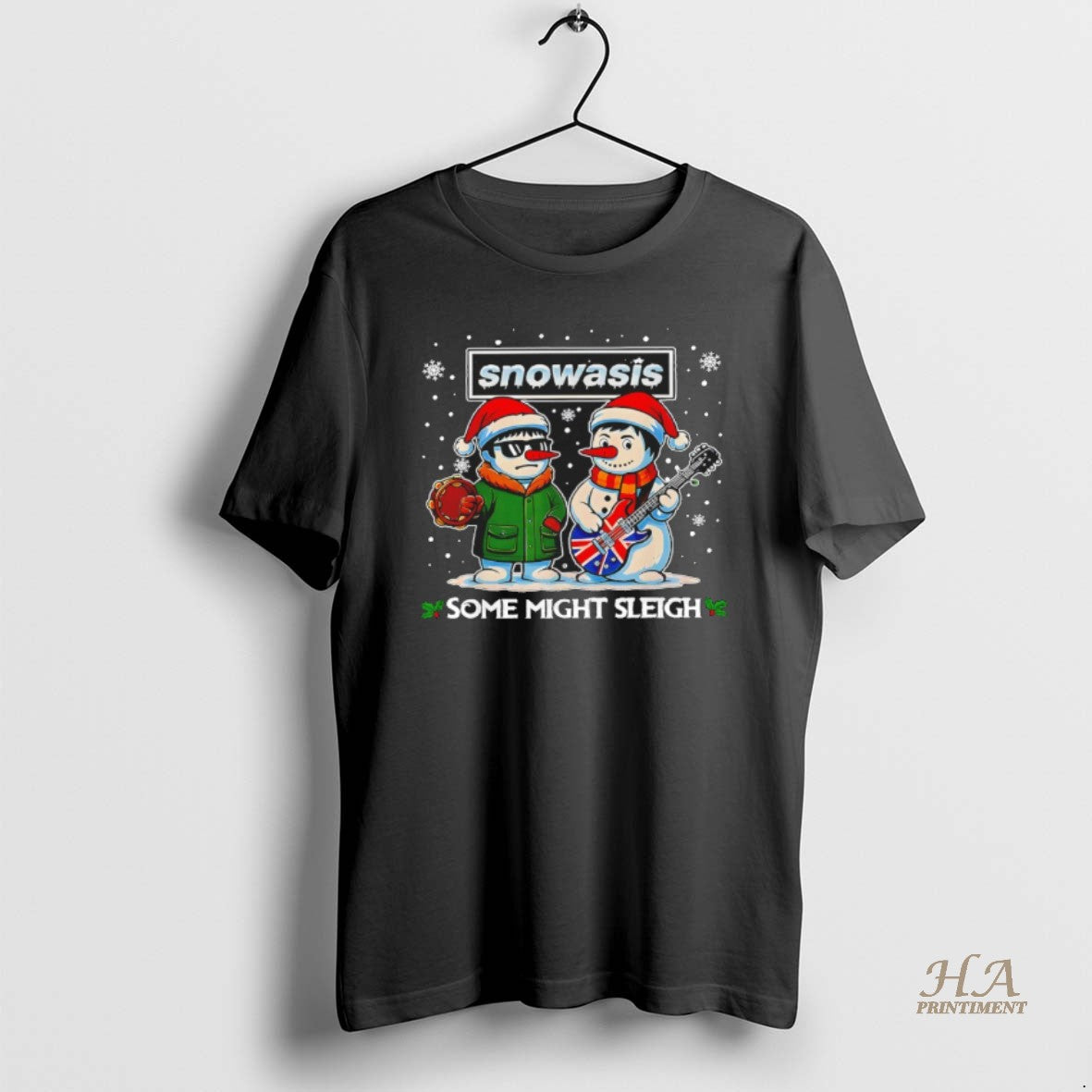 Official Funny Snowasis Some Might Sleigh Oasis Parody Christmas Rock Band