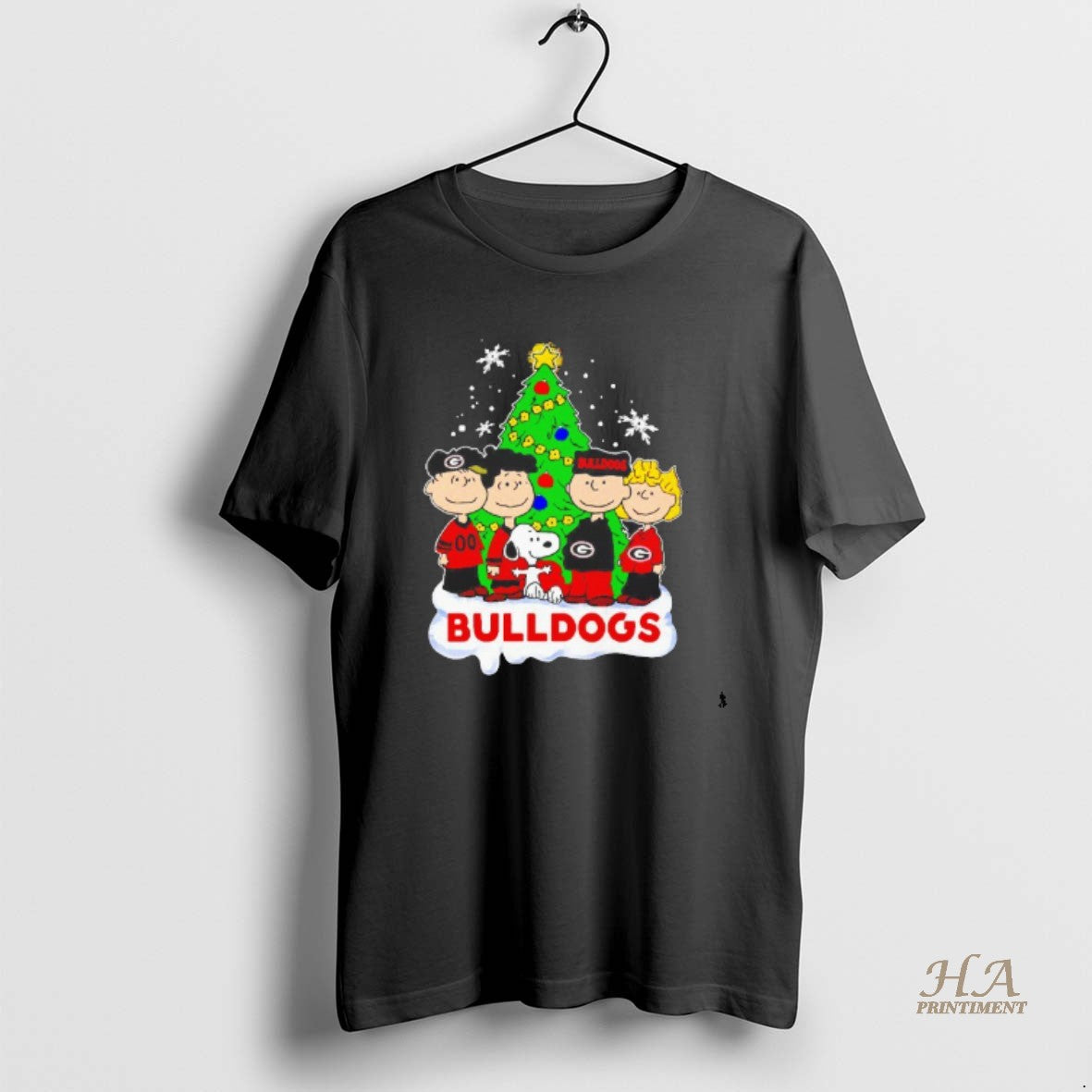 Official Georgia Bulldogs Peanuts Characters Christmas Tree Blackshirt