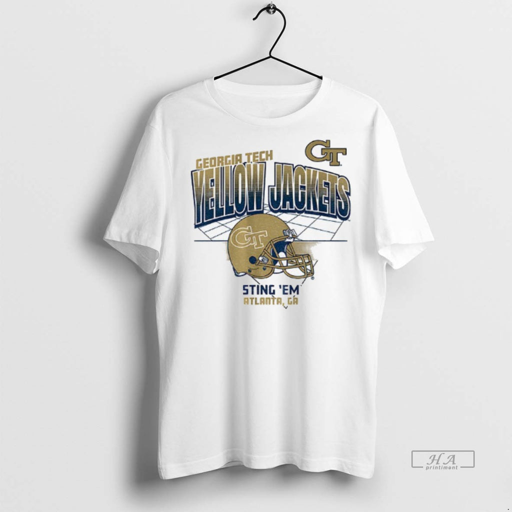 Official Georgia Tech Yellow Jackets Football Helmet Grid Sting Em Atlanta Ga Shirt