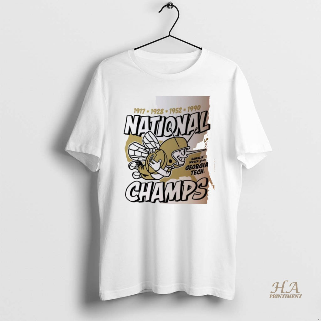 Official Georgia Tech Yellow Jackets Football Four Time National Champs Mascot Retro