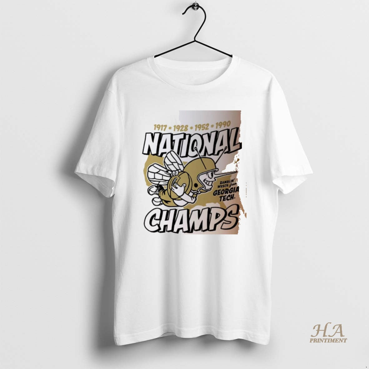 Official Georgia Tech Yellow Jackets Football Four Time National Champs Mascot Retro