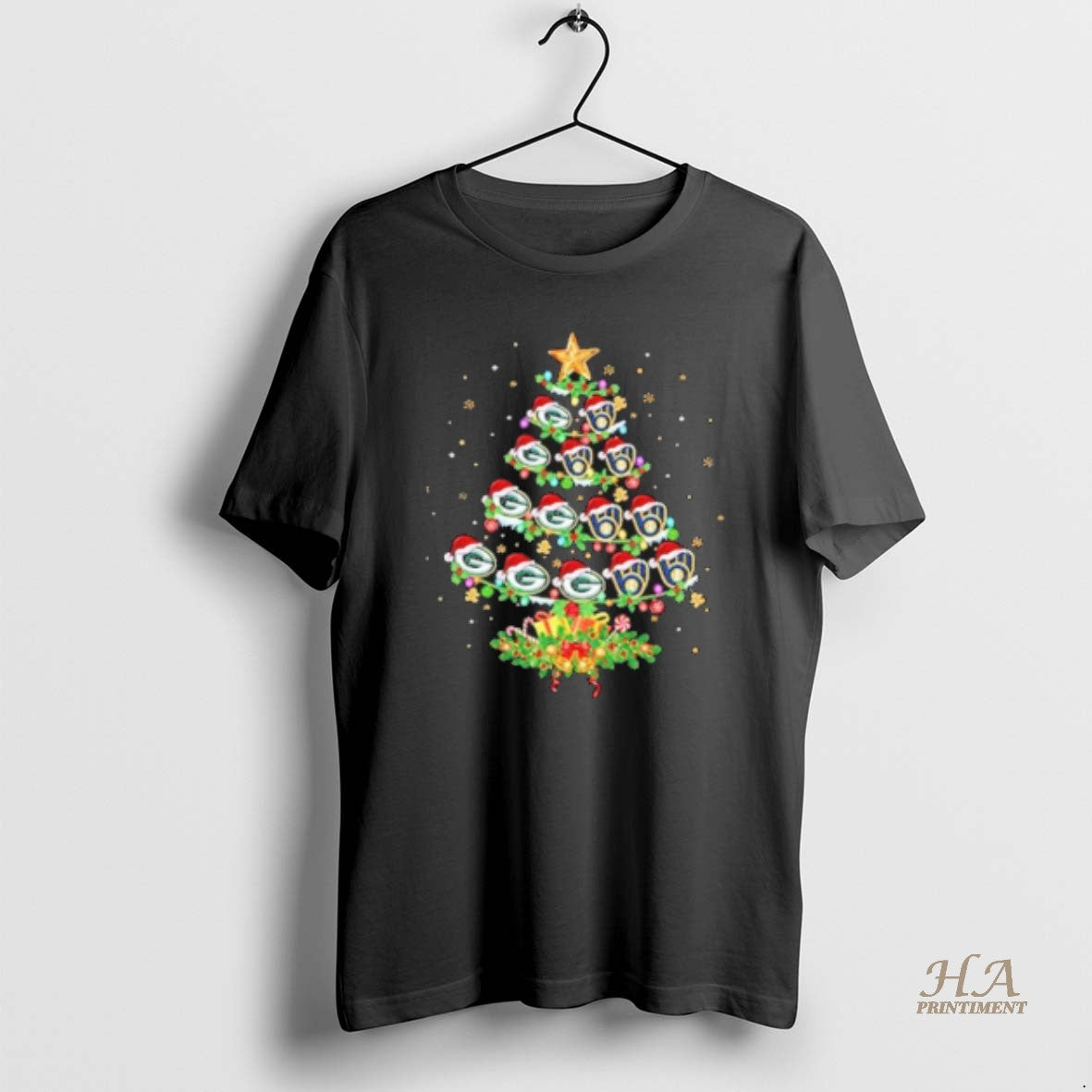 Official Green Bay Packers And Milwaukee Brewers Christmas Tree Two Teams