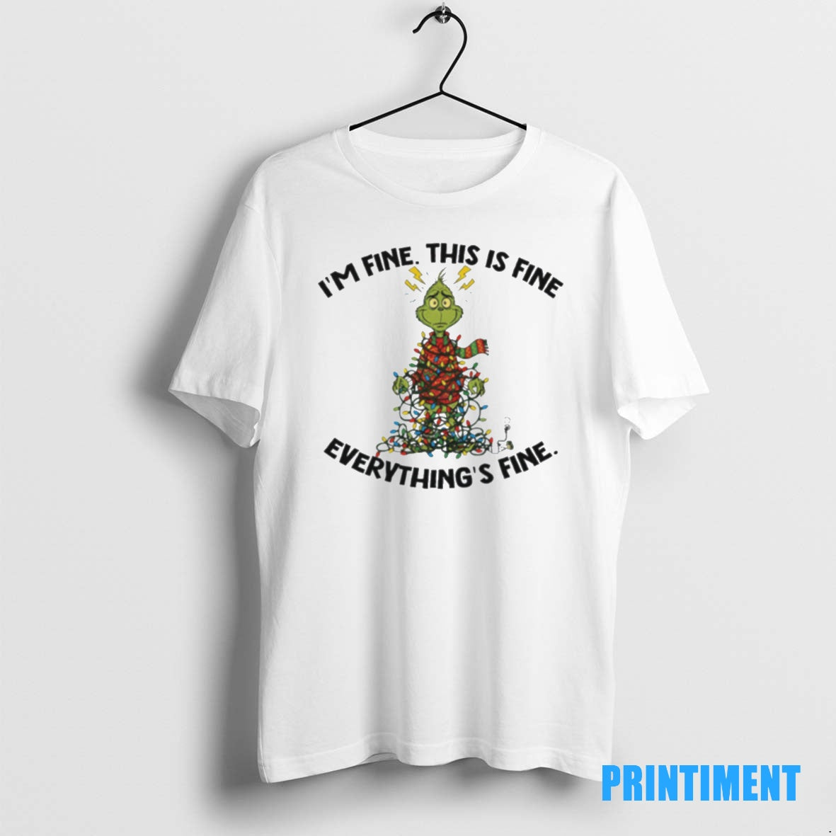Official Grinch Christmas Tree Im Fine This Is Fine Everythings Fine Santa Tee Sweater