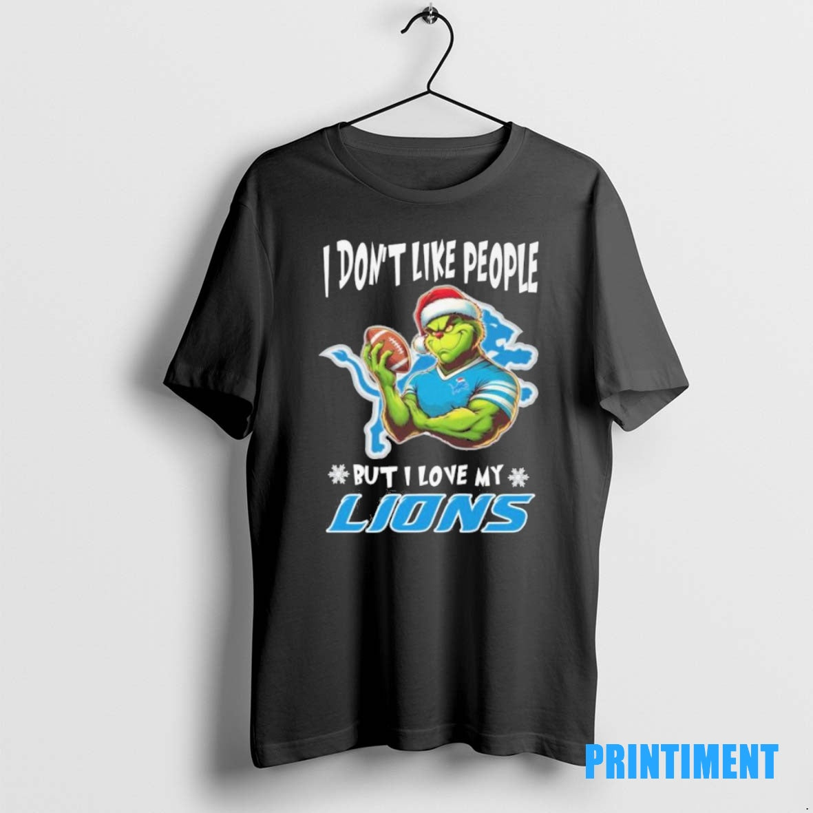 Official Grinch I Dont Like People But I Love My Detroit Lions Christmas 2025 Tee