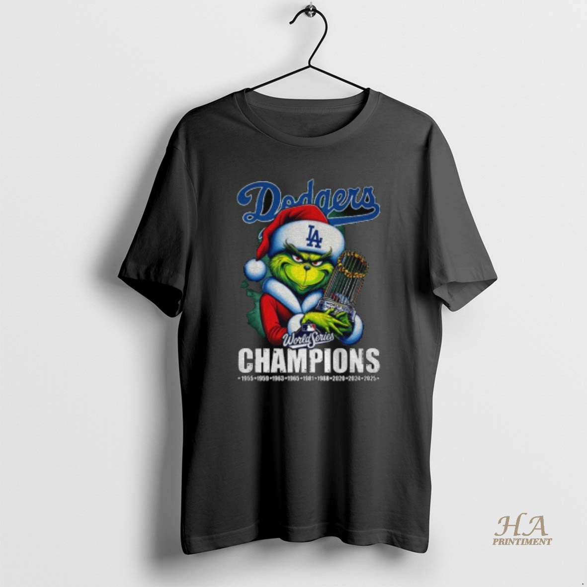 Official Grinch Santa Los Angeles Dodgers World Series Champions Trophy