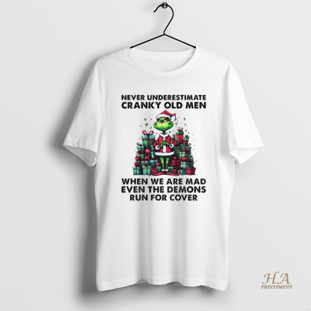 Official Grinch Santa Hat Never Underestimate Cranky Old Men When We Are Mad Even The