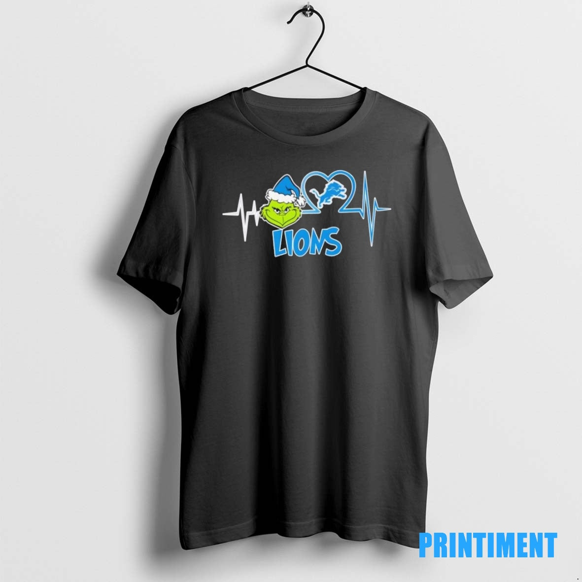 Official Grinch Heartbeat Detroit Lions Christmas Tee Sweater