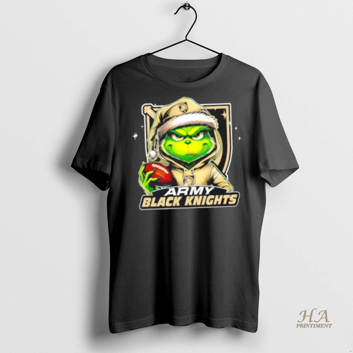 Official Grinch Is Holding A Ball And Smiling At Army Black Knights Fans Christmas
