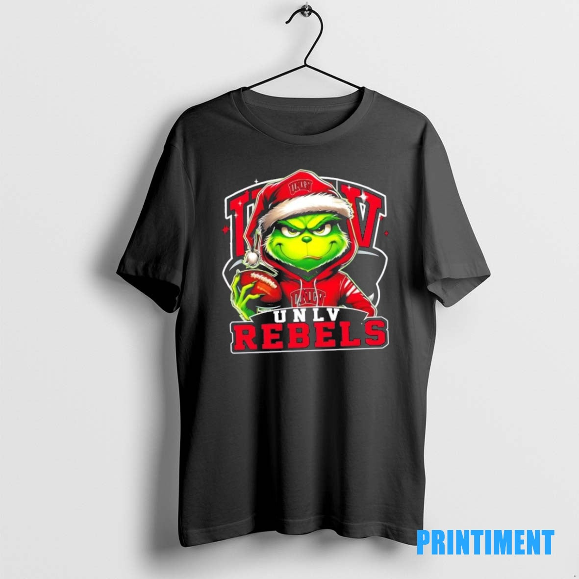 Official Grinch Is Holding A Ball And Smiling At Unlv Rebels Fans Christmas Tee Sweater
