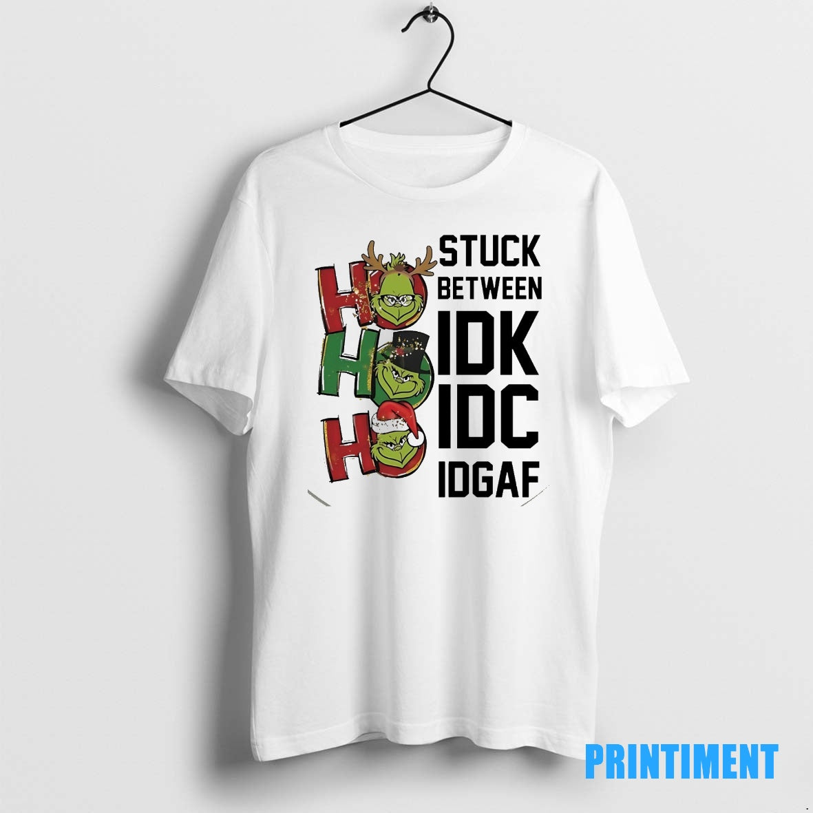 Official Grinch Stuck Between Idk Idc Idgaf Christmas Tee Sweater