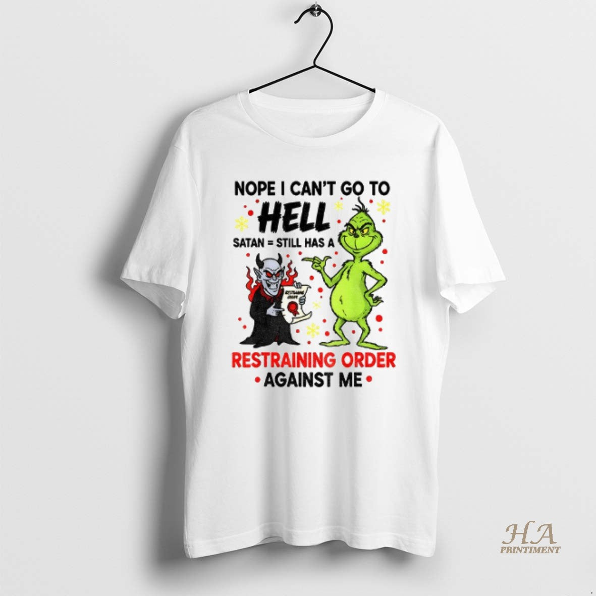 Official Grinch With Devil Nope I Cant Go To Hell Satan Still Has A Restraining