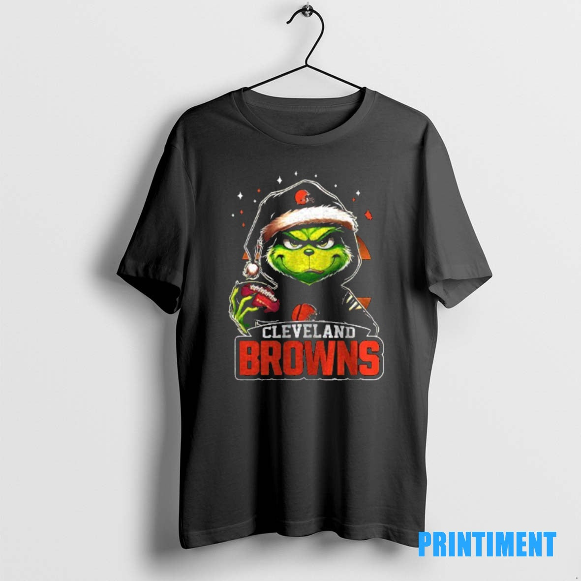 Official Grinch With Santa Hat X Cleveland Browns Merry Christmas Tee Sweater