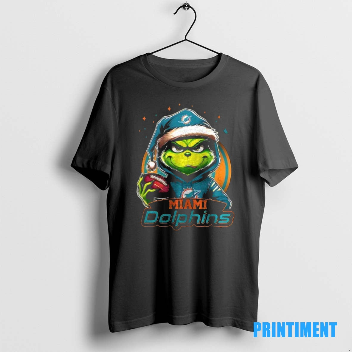 Official Grinch With Santa Hat X Miami Dolphins Merry Christmas Tee Sweater