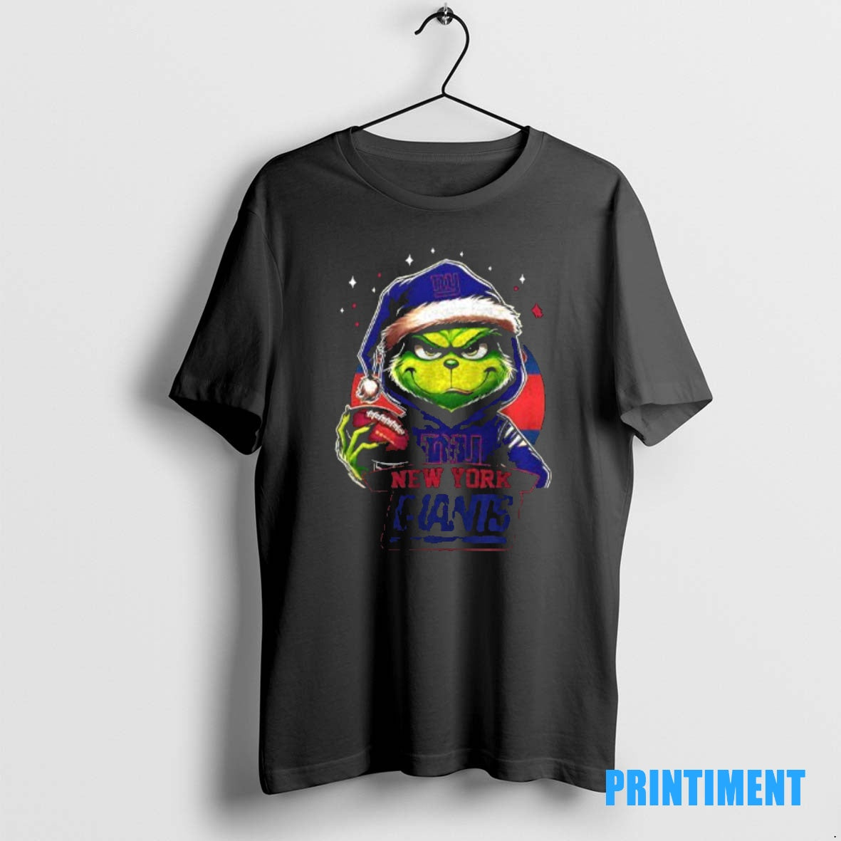 Official Grinch With Santa Hat X New York Giants Merry Christmas Tee Sweater