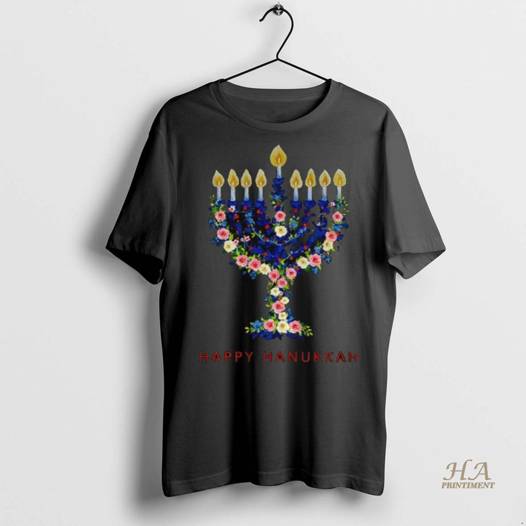 Official Hanukkah Menorah Candle Floral Happy Chrismukkah Shirt