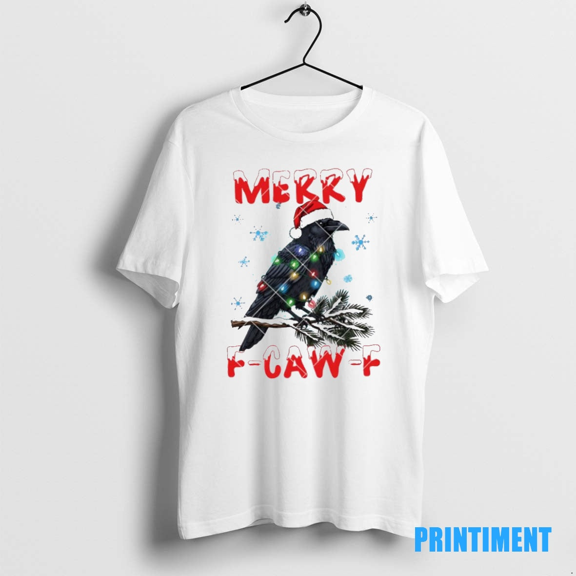 Official Happy Christmas Black Raven String Light Tee Sweater